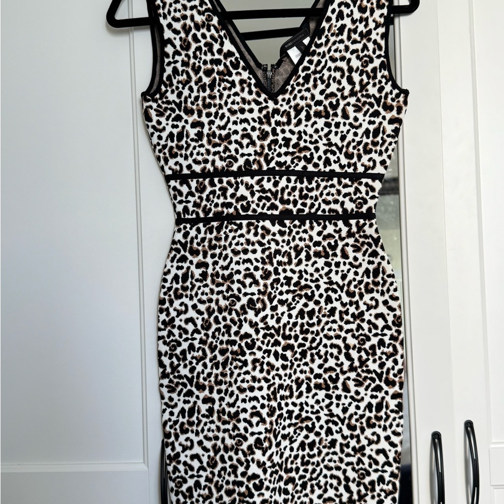 BCBGMaxAzria leopard bandage Midi Dress